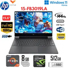 HP - LAPTOP Victus 15-FB3019LA 15.6" FHD IPS AMD Ryzen 7 7445HS 8GB 512GB SSD RTX 3050 6GB WIN11