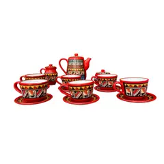 ACHALLAY ARTESANIA DE BARRO - Set de Té Cerámica 9 Piezas