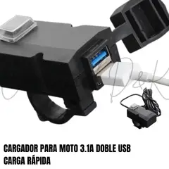 GENERICO - CARGADOR PARA MOTO DOBLE USB CARGA RAPIDA