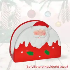ICHIMATSU - Servilletero Navideño de Loza diseño Santa