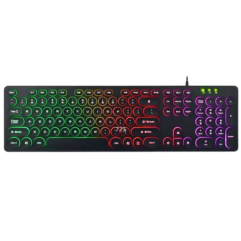 Teclado Gamer DN-DY02 Retroiluminado Arcoíris USB Antideslizante
