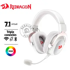 REDRAGON - Auriculares Zeus PRO H510-WL Wireless RGB 7.1 Blanco