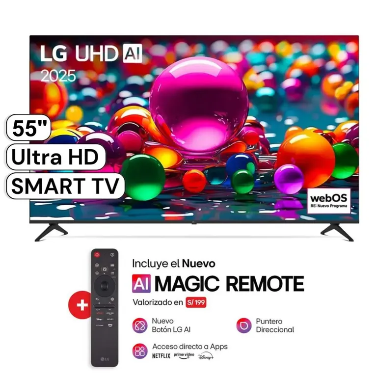 Televisor LED 55¨ Smart UHD 4K Thinq Ai 55UA8050PSA + Magic Remote