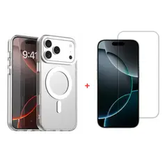 CASE - MAGSAFE TRANSPARENTE + MICA DE PANTALLA PARA IPHONE 17 PRO MAX