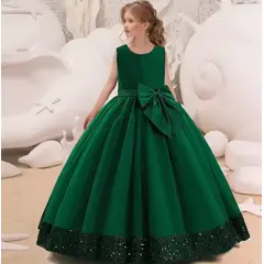GENERICO - Vestido Niña Princesa Brillantes Verde Botella Talla 8