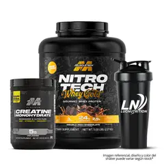 MUSCLETECH - NitroTech Whey Gold 5 LB Double Rich Chocolate + Creatina Platinum 400 g Micronizada + Shaker