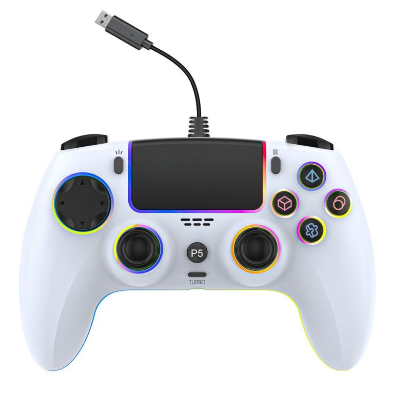 Mando Gamer con Cable PS5 PS4 PC RGB Vibración Botones Pro y Sensor