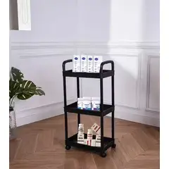 GENERICO - Carrito Rodante Organizador 3 Niveles – Plástico Multifuncional Negro