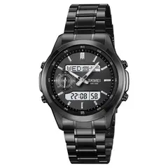 SKMEI - Reloj Hombre 2284 Dual Elegante Tiempo Mundial LED - Negro