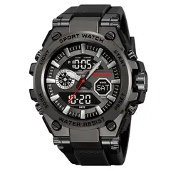 SKMEI - Reloj Hombre Tank Dual Digital 3 Horarios Multifunción 2417