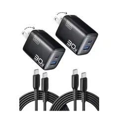 GENERICO - Iniu Pack De 2 Cables + 2 Cargador Cargador Usb Tipo C 30 W