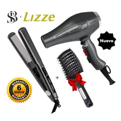 LIZZE - PLANCHA 480F Y SECADORA 2400W CABELLO EXTREME + CEPILLO JABALI