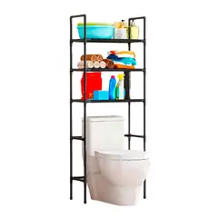 GENERICO - ESTANTE BAÑO 3 NIVELES MULTIFUNCIONAL RACK-NEGRO