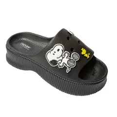 SNOOPY - Sandalias Mujer Casual Negro Blanco