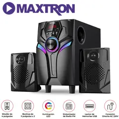 MAXTRON - Parlante 2,1 MAX S200 Hertz USB BT AUX Iluminación LED