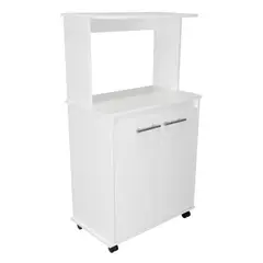 FMFURNITURE - Mueble Microondas Con Ruedas 2 Puertas Fm-004B - Blanco