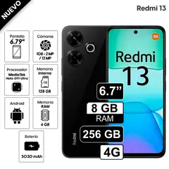 REDMI - Celular Xiaomi 13 256GB, 8GB RAM, cámara principal 108MP + 2MP, frontal 13MP, 6.79", negro