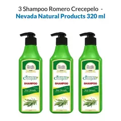NEVADA NATURAL PRODUCTS - Shampoo Romero Crecepelo pack de 3 de 320 ml.