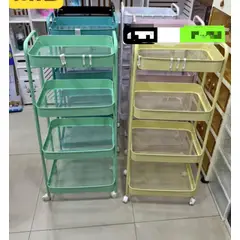 GENERICO - CARRITO ORGANIZADOR MULTIUSO 4 NIVELES METAL CELESTE