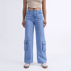 MACHINE - JEAN CARGO MUJER PALAZO - PANELA P DENIM