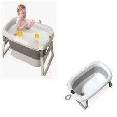 GENERICO - BAÑERA PARA BEBE PLEGABLE CON TERMOMETRO + ALMOHADILLA