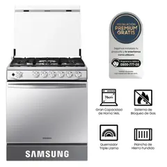 SAMSUNG - Cocina a Gas 5 Hornillas con Plancha y Grill NX52T7322PSPE