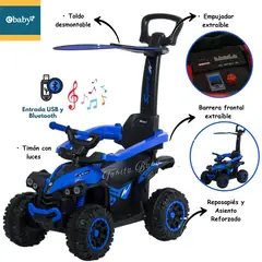 EBABY - Buggy Corre Pasillos 357-1 con USB Bluetooth y Sonido Azul