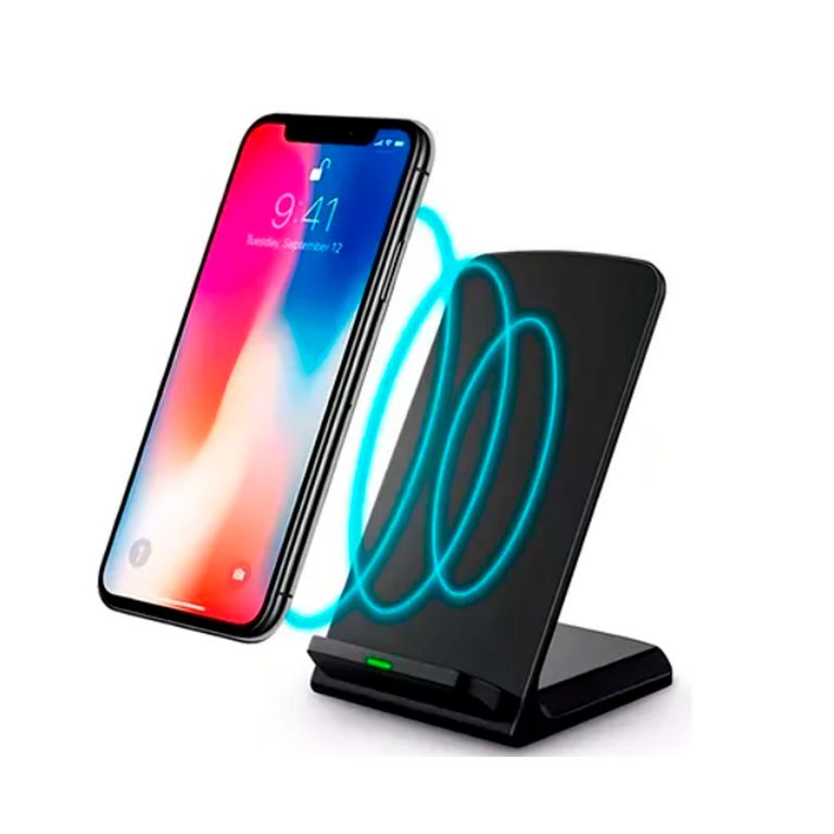 Cargador Inalambrico con Soporte para Celular Negro