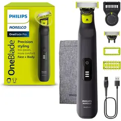 PHILIPS - Afeitadora Rasuradora OneBlade PRO 360 Cara + Cuerpo con peine de 14 medidas