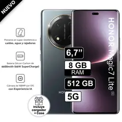HONOR - Celular Magic 7 Lite 5G 512GB 8GB RAM cámara 108MP + 5MP frontal 16MP 67 Pulg negro titanio