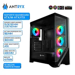 ANTRYX - CASE FX-650 BLACK FAN x4 ARGB VTEMPLADO