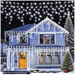 INSPIRA MARKET - Cortina Cascada Luces Led Decoración Blanco 5M Extensible