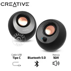 CREATIVE - Parlantes Pebble V3 Bluetooth USB-C 16W RMS Negro 2.0
