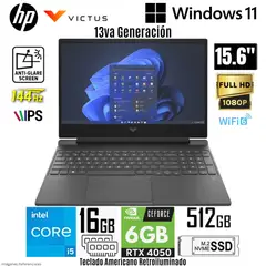 HP - Laptop Gamer Victus 15-FA2701WM Intel Core i5-13420H 16GB RAM 512GB SSD RTX 4050-6GB 15.6" FHD