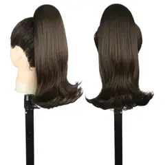 GENERICO - EXTENSIONES DE COLA DE FIBRA FUTURA RETRO DE 35CM DE LARGO Y 115GR CON 2 CLIP Y LIGA AJUSTABLE - CASTAÑO