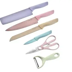 GENERICO - Set de Cuchillos de Cocina 6pcs Color Pastel