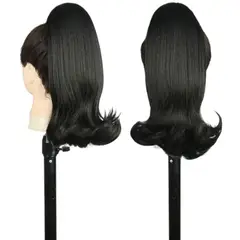 GENERICO - EXTENSIONES DE COLA DE FIBRA FUTURA RETRO DE 35CM DE LARGO Y 115GR CON 2 CLIP Y LIGA AJUSTABLE - NEGRO