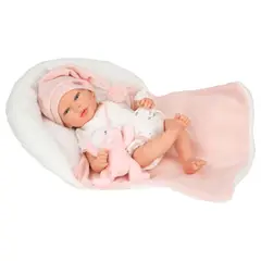 MUÑECAS REBORN - Bebé Reborn Arias 40cm Ariel rosa con manta y peluche