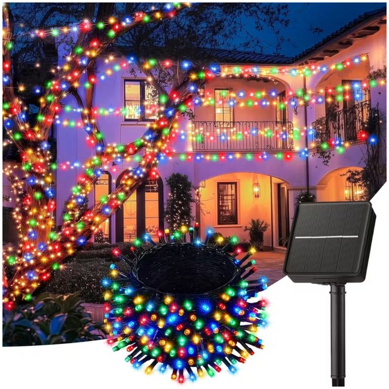 Tira de 300 Luces LED Navideñas Multicolor con Panel Solar