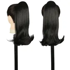 GENERICO - EXTENSIONES DE COLA DE FIBRA FUTURA RETRO DE 35CM DE LARGO Y 115GR CON 2 CLIP Y LIGA AJUSTABLE - CASTAÑO OSCURO