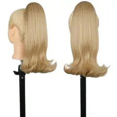 GENERICO - EXTENSIONES DE COLA DE FIBRA FUTURA RETRO DE 35CM DE LARGO Y 115GR CON 2 CLIP Y LIGA AJUSTABLE - RUBIO CLARO