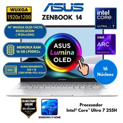 ASUS - Laptop ZenBook 14 2 en 1 Intel Core Ultra 7 -RAM 16 GB SSD 1TB 14" WUXGA OLED Táctil Windows 11