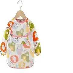 GENERICO - Mandil Babero Manga Larga para Niños 6 meses a 3 años Rosado