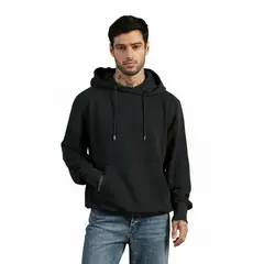 DROP THE LABEL - Hoodie Negro Algodón Peruano Polera con Capucha