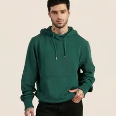 DROP THE LABEL - Polera Hoodie Verde Hombre 100% Algodón Peruano