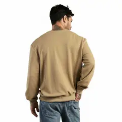 DROP THE LABEL - Sweatshirt Caqui Algodón Peruano Polera Cuello Redondo