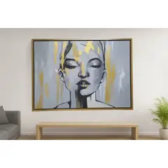 GENERICO - Cuadro Decorativo Rostro Femenino Dorado 104x144 mt