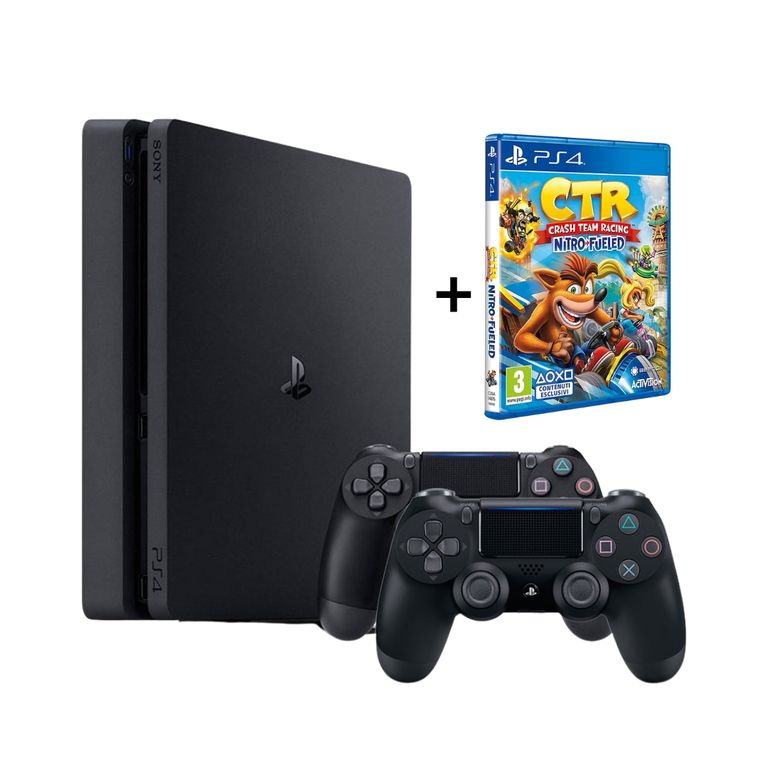 CONSOLA PS4 SLIM 1TB + 2 MANDOS + JUEGO CTR. Reacondicionada