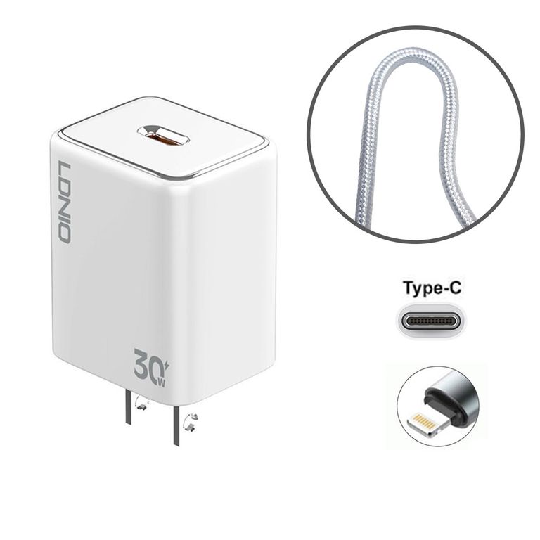 CARGADOR DE 30W PARA IPHONE 11 11 PRO MAX + CABLE DE 1MT