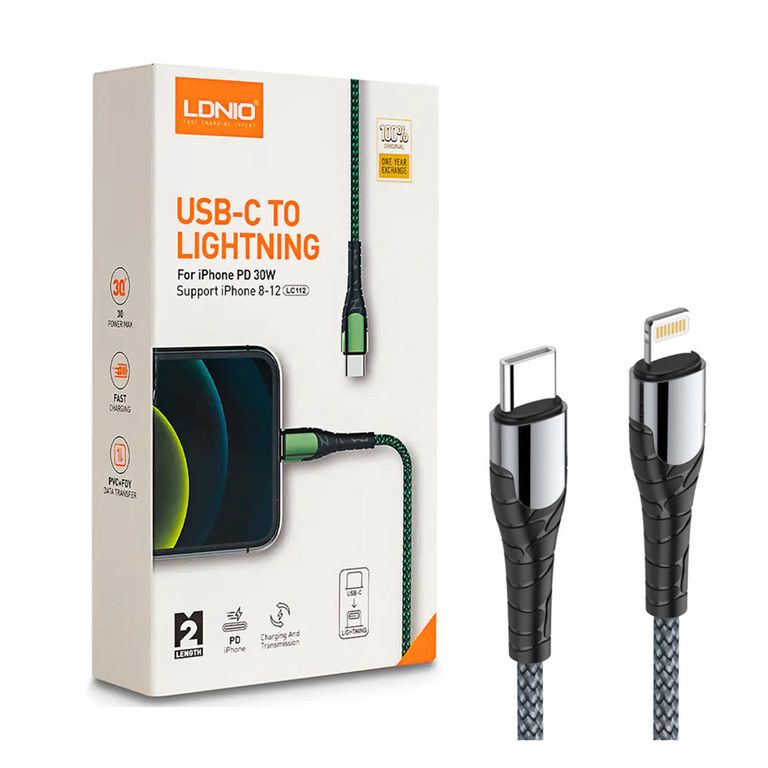 CABLE USB-C A LIGHTNING PARA IPHONE 13 13 PRO MAX DE 2MT